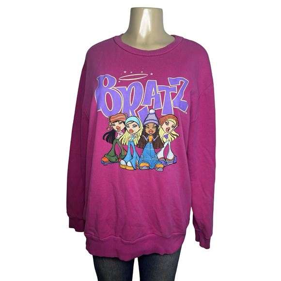 Bratz Sweatshirt Womens Medium Pink Purple Crewneck Pullover Graphic Dolls - Picture 1 of 11